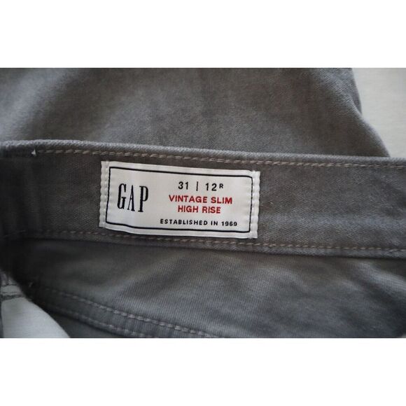 GAP 728856 Women's Sz 31/12R Pilot Gray High Rise Velvet Vintage Slim Pants - Picture 4 of 14